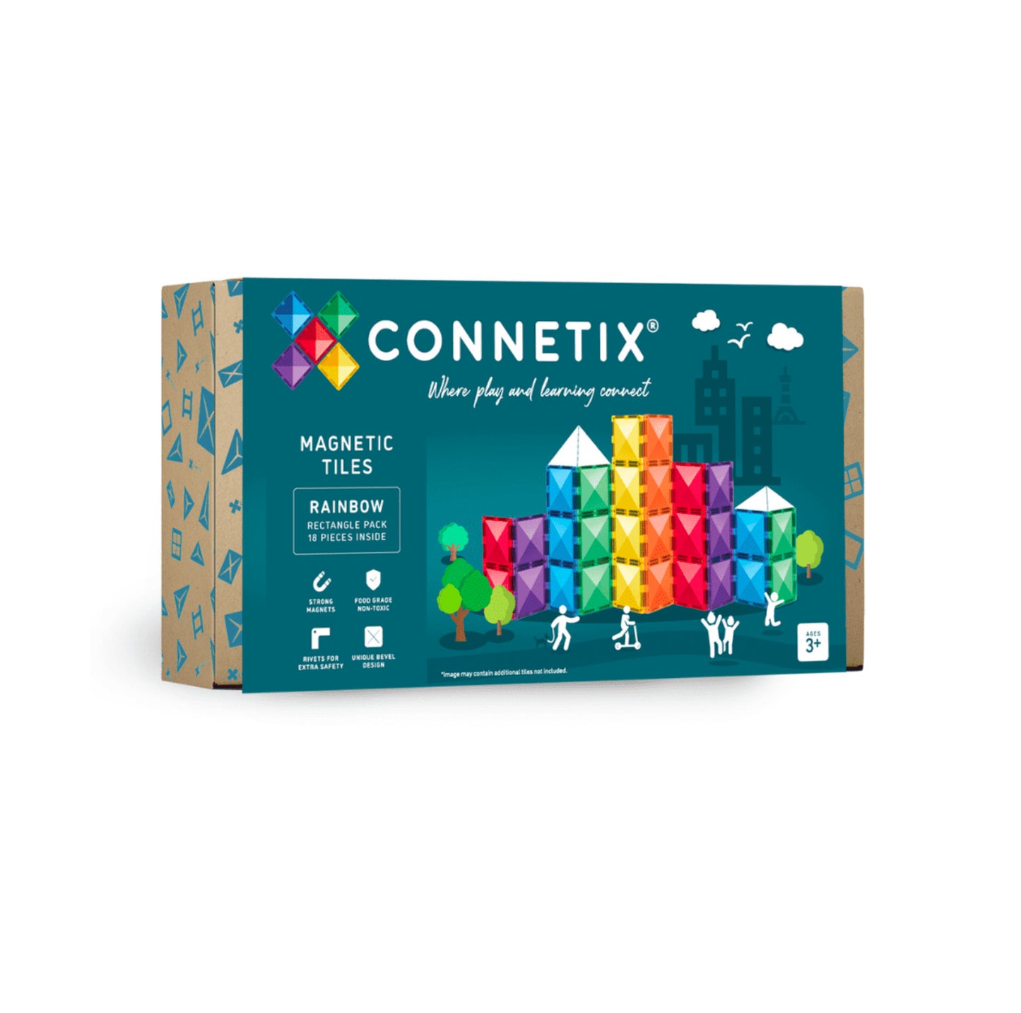 Connetix tiles Rainbow Rectangle Pack 18 pcs