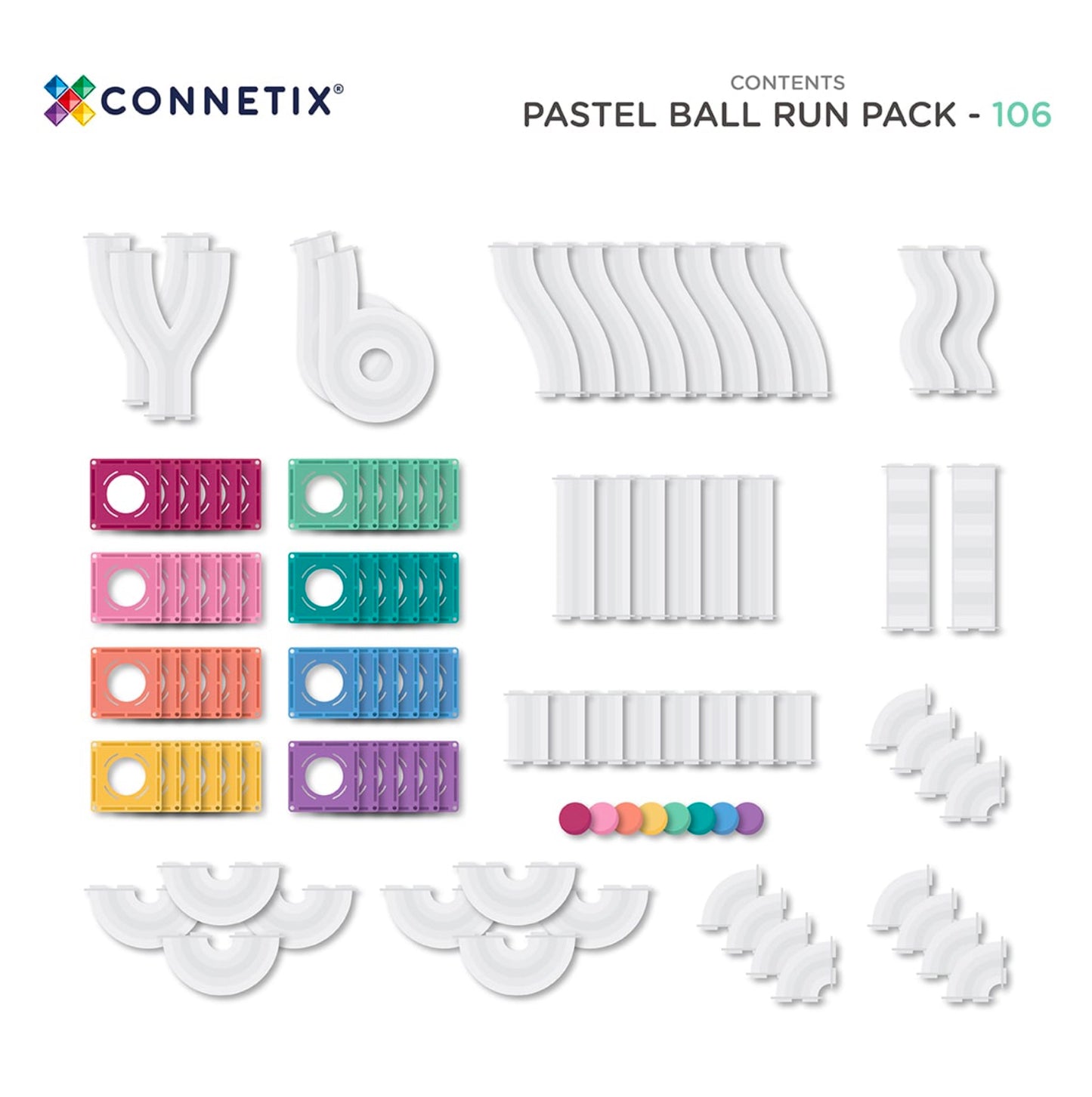 Connetix tiles Pastel Ball Run Pack 106 pcs