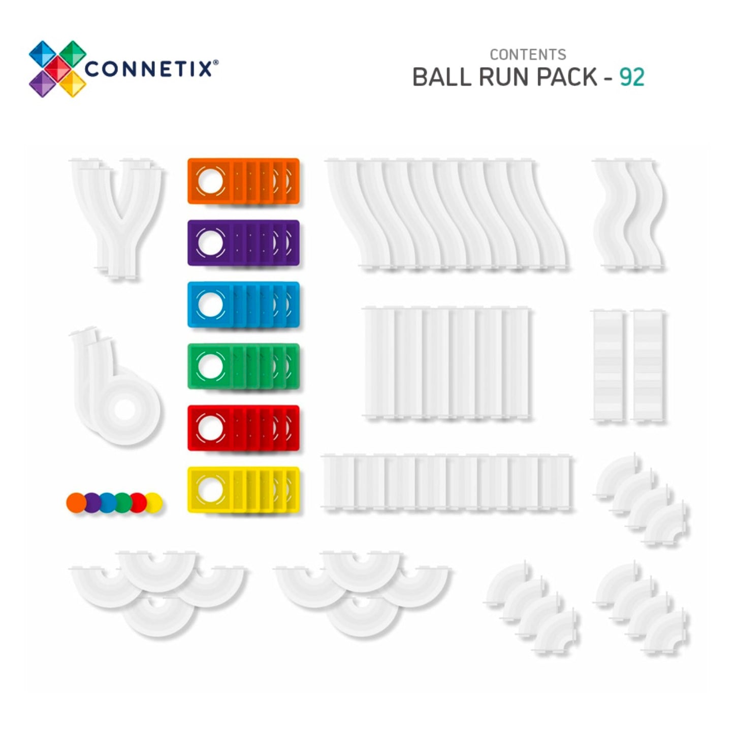 Connetix tiles Rainbow Ball Run Pack 92 pcs