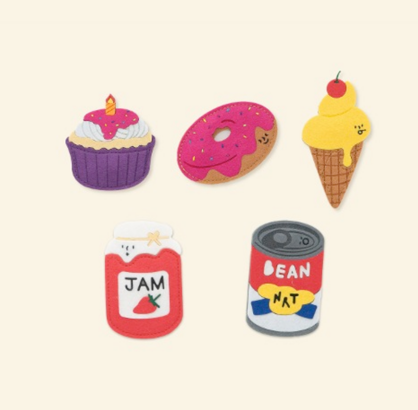 Snack Felt Magnet Collection 5pcs Hand-made