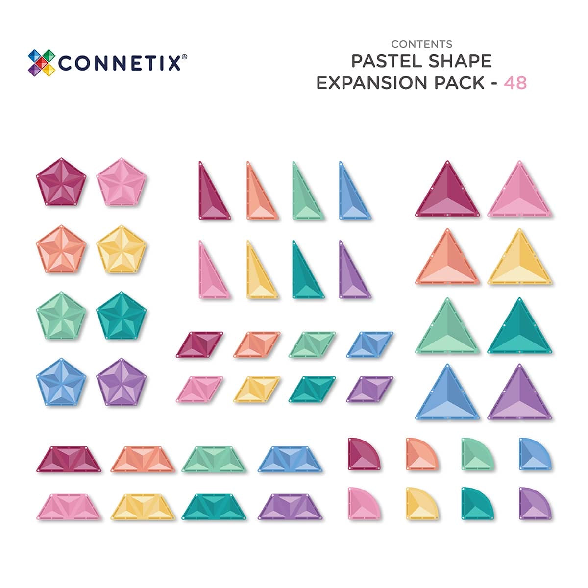 Connetix Tiles Pastel Shape Expansion Pack 48pcs