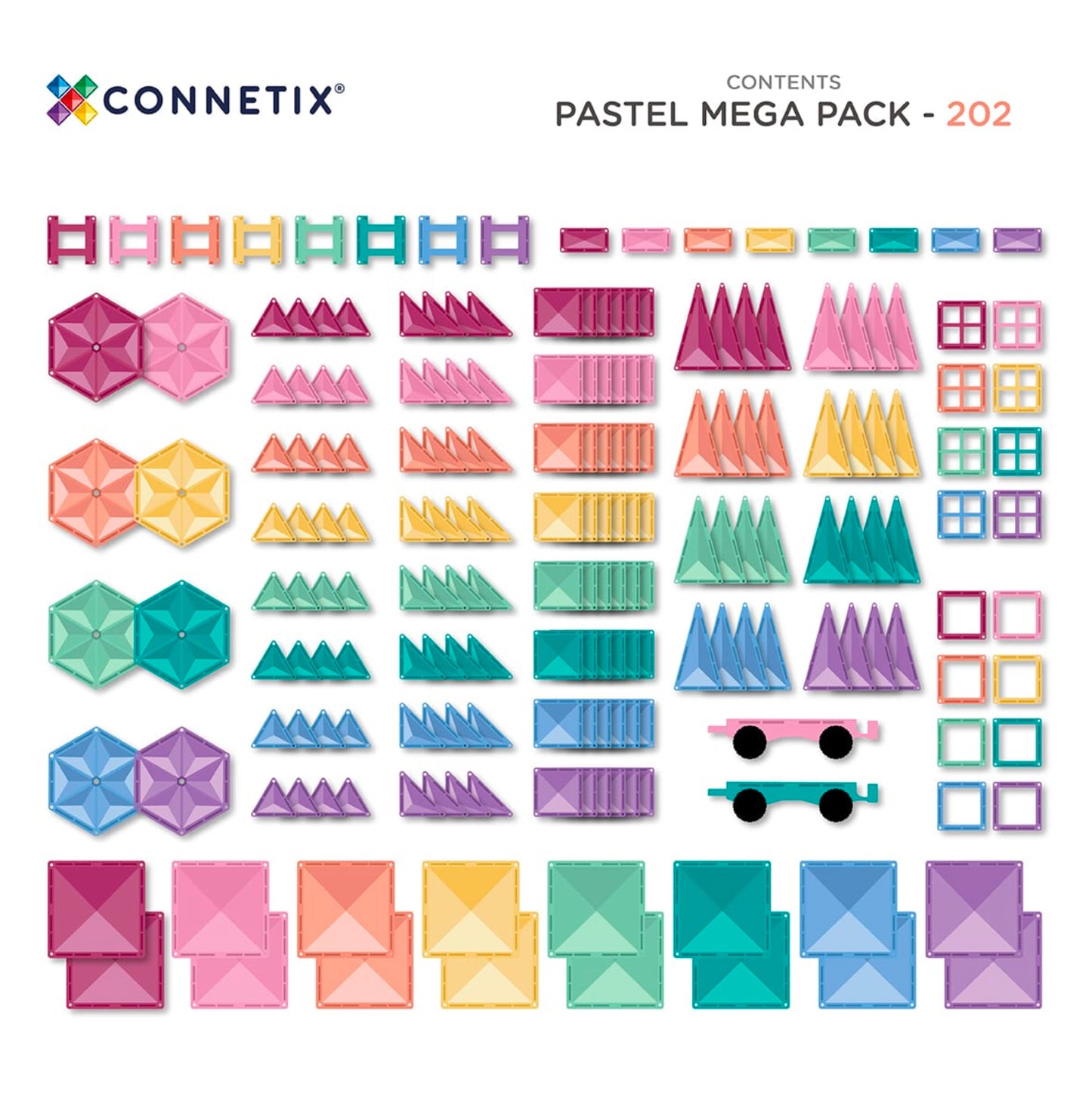 Connetix tiles Pastel Mega Pack 202 pcs