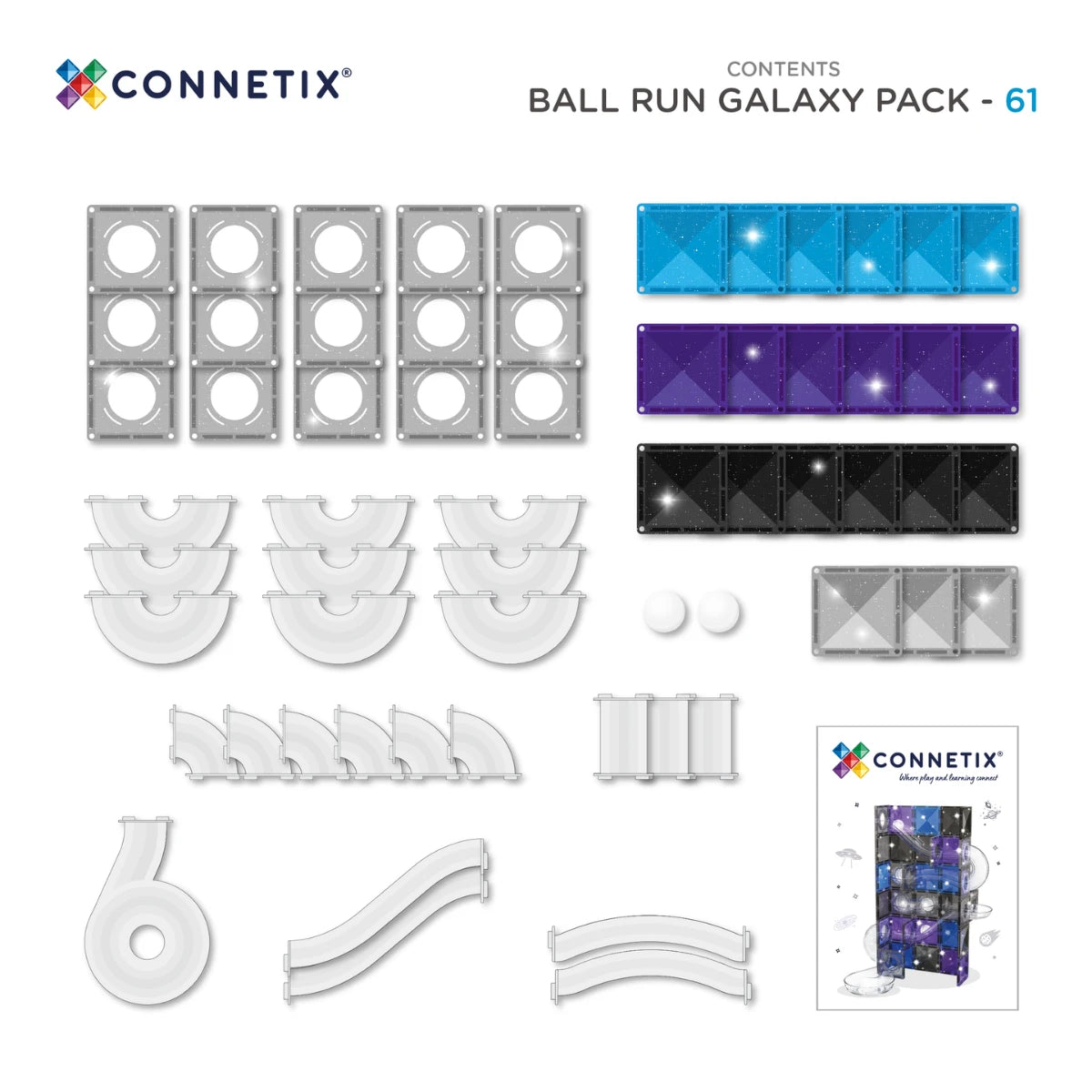 Connetix tiles Ball Run Galaxy Pack 61 pcs
