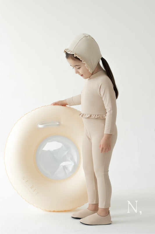 Inflatable Swim Ring, Cream with Floating Seat for Toddlers