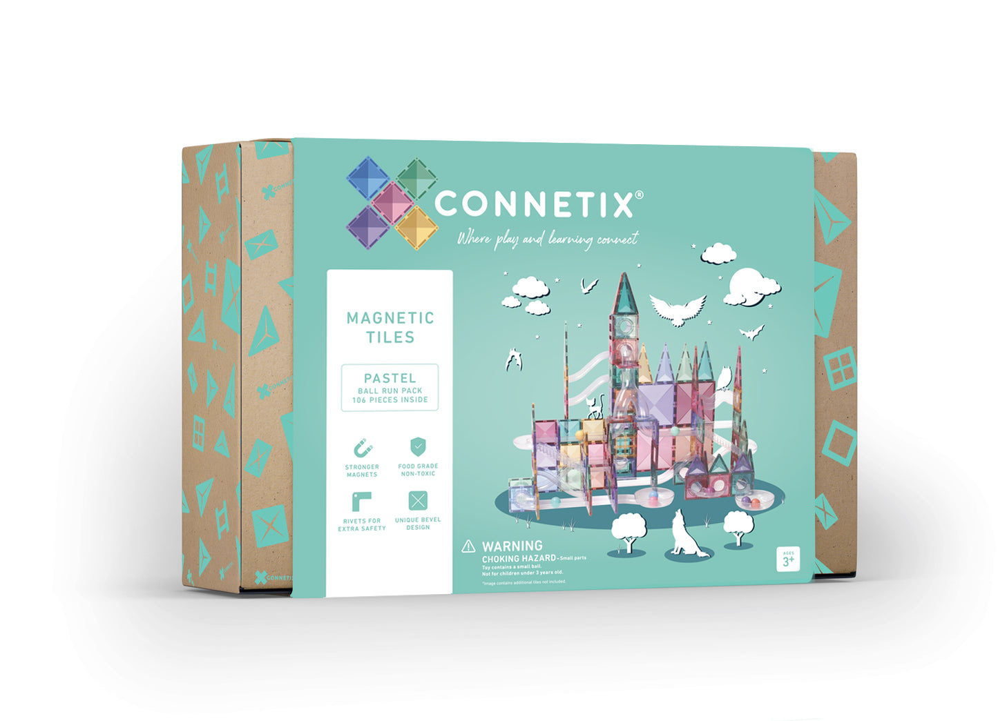 Connetix Tiles 106pcs Pastel Ball Run Pack