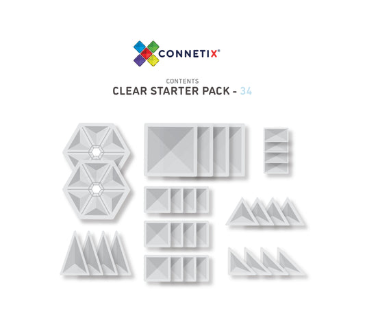 Connetix Tiles 34pcs Clear Starter Pack