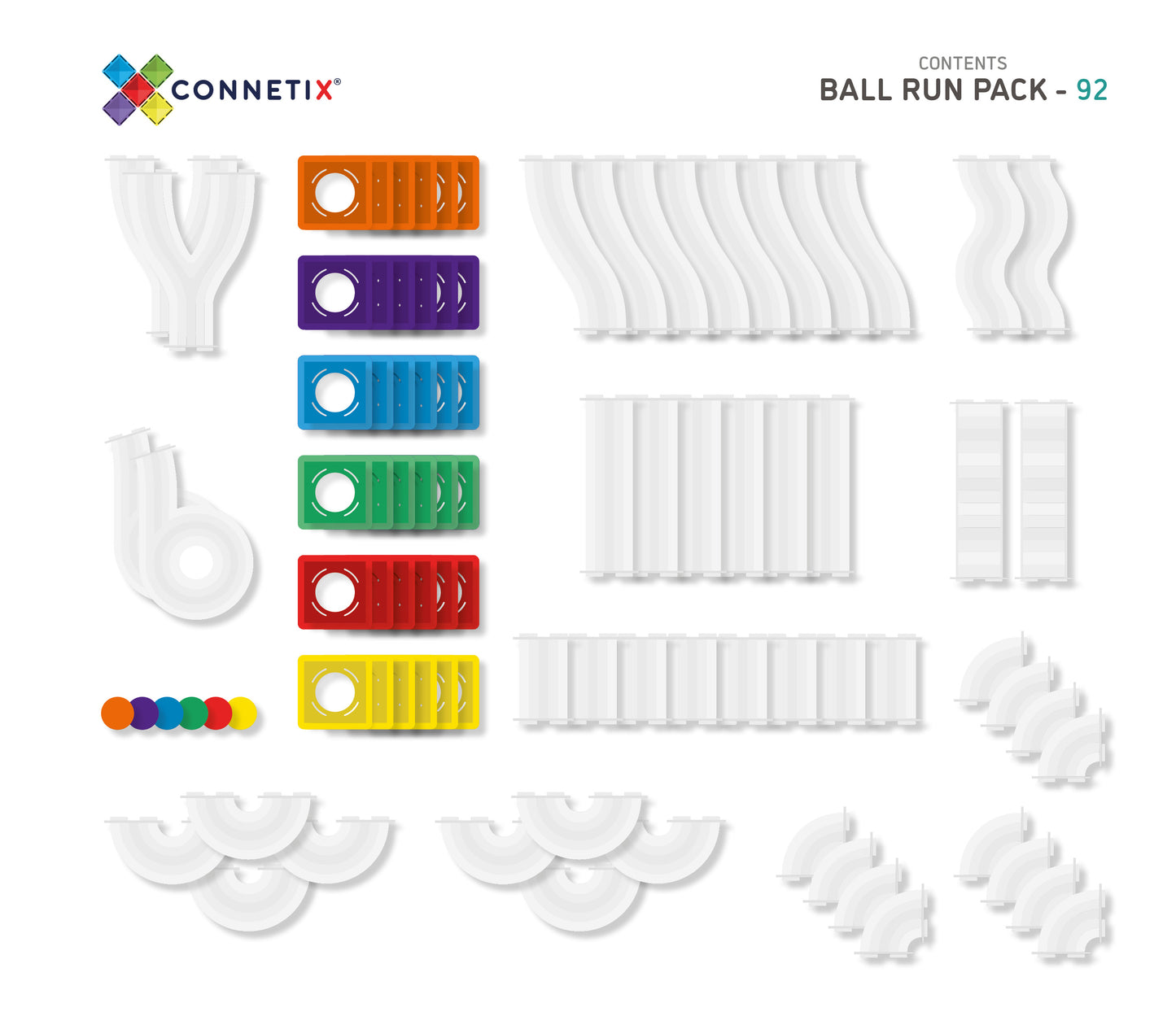 Connetix Tiles 92pcs Rainbow Ball Run Pack