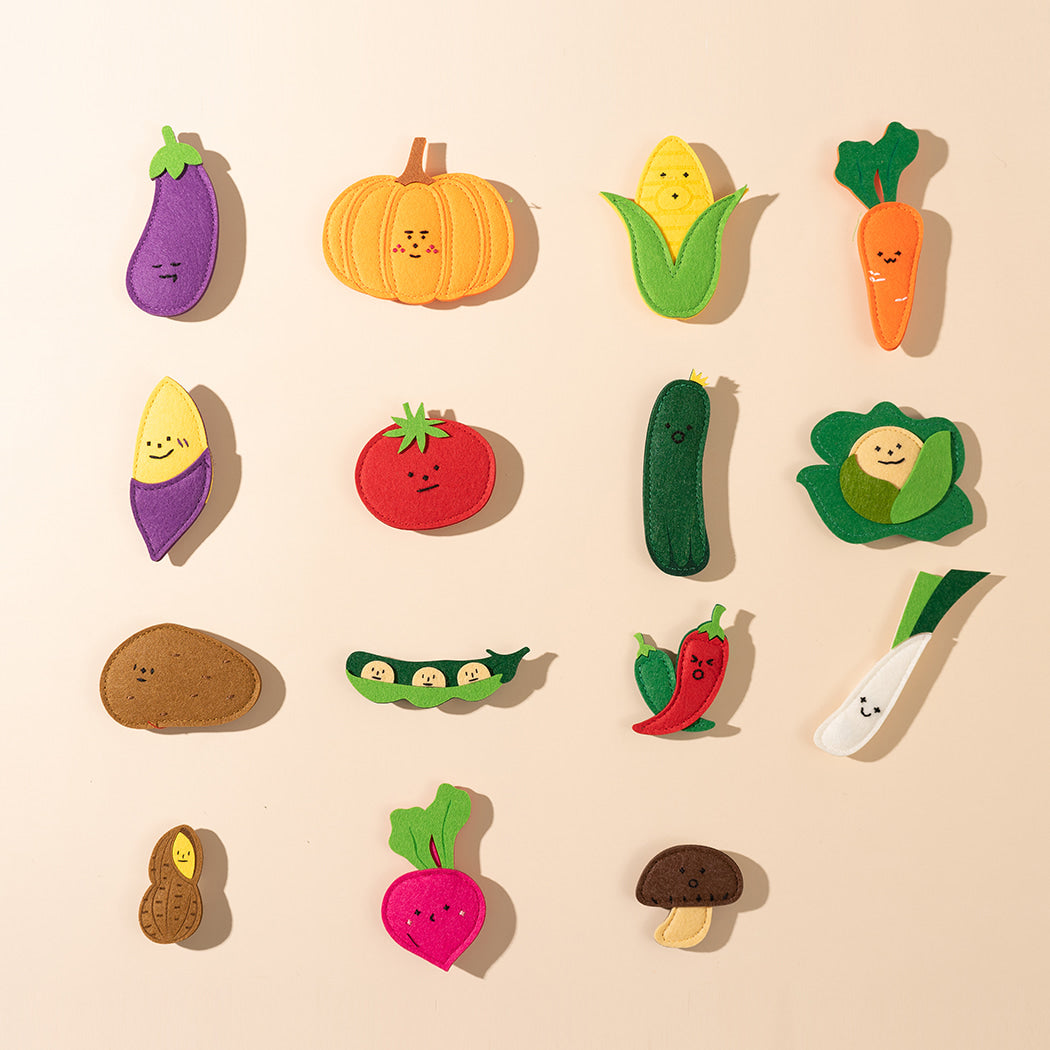 Vegetable Felt Magnet Collection 15pcs Hand-made